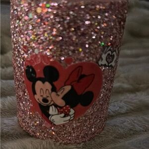Pink Glitter Disney Tumbler for pencils or makeup brushes